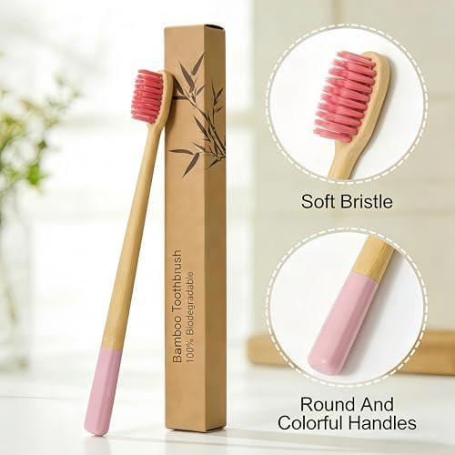 Gufiky Bamboo Toothbrushes Soft Bristles 6 Pack - Natural Wooden Toothbrush for Adults, Eco Friendly & Plastic Free Toothbrush with Cone Handle, Biodegradable & Non Toxic Tooth Brush Set - Image 4