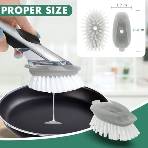 Soap Dispensing Dish Brush Refills, 6 Pack Dish Brush Replacement Head - Image 6
