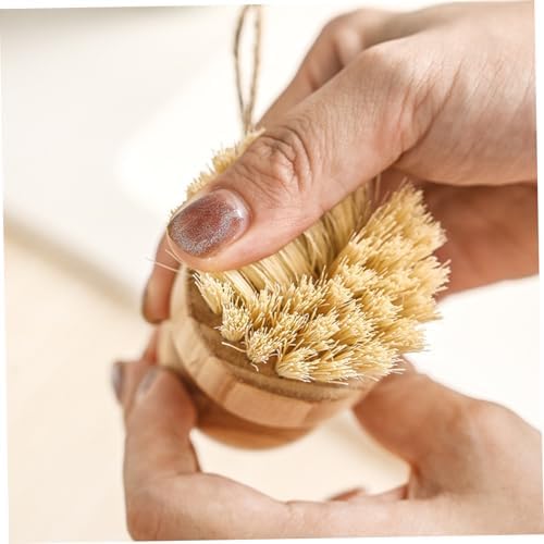 Bamboo Dish Brush, 2Pcs Bamboo Dish Brushes Natural Scrubber with 2 Drainage Racks Wooden Dishwashing Brush for Washing Dishes, Pots, Pans and Sink - Image 4