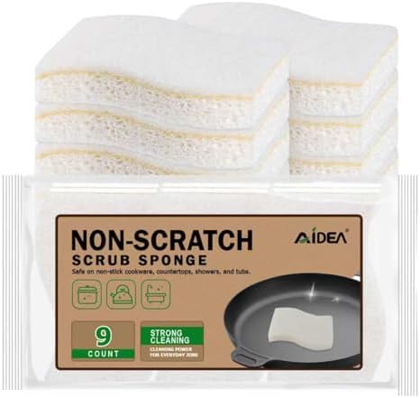 AIDEA Sponges Kitchen, 9Count, Non-Scratch Scrub Sponge for Dishes by AIDEAHOME
