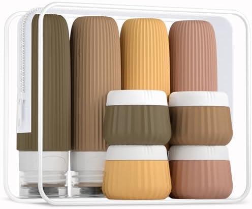 Mrsdry Travel Bottles 8 Pack, TSA Approved 3 oz Travel Toiletries Containers with Clear Bag, Leak Proof Silicone Squeezable Essentials Jars by Mrsdry