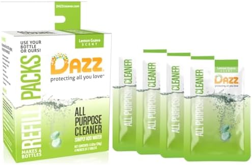DAZZ Natural Cleaning Tablets - All Purpose Cleaner Refill Pack - Makes (4) 32oz Bottles - Just Add Water by Dazz