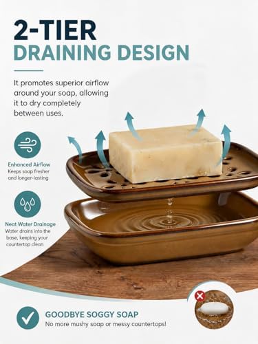 Miamolo Soap Dish with Draining, Bar Soap Holder Keeping Soap Bars Dry - Image 5
