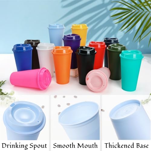 ZAVOOS 14 Pack Reusable Coffee Cups with Lids, 16 Oz - Image 3