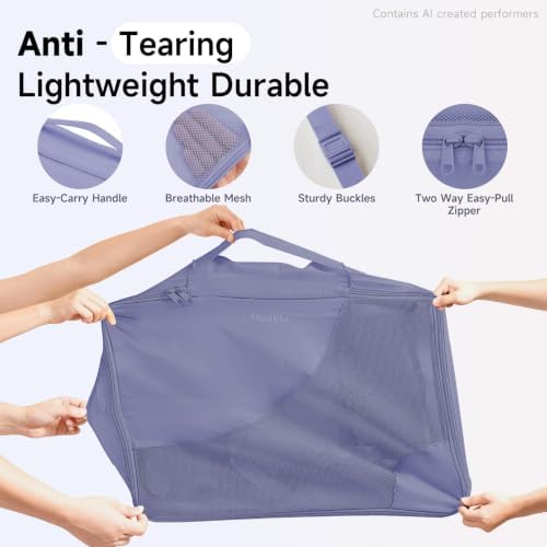 OlarHike Packing Cubes for Travel,Gifts for Women Mom,Anti-Tearing Suitcase Organizer for Luggage with Shoe & Hanging Toiletry Bag,Vacation Essentials & Accessories for Cruise Ship,9 Set,Purple Gray - Image 4