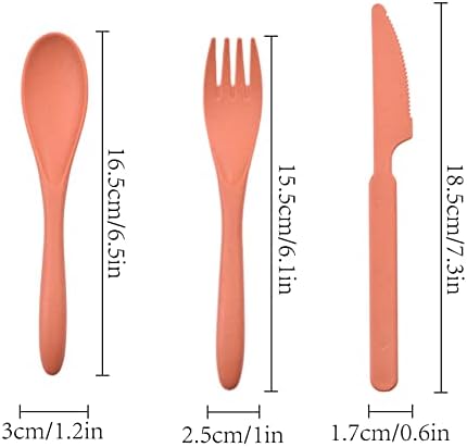 Zoyiancy 8 Sets Wheat Straw Cutlery Set, Reusable Flatware Utensils Set - Image 2