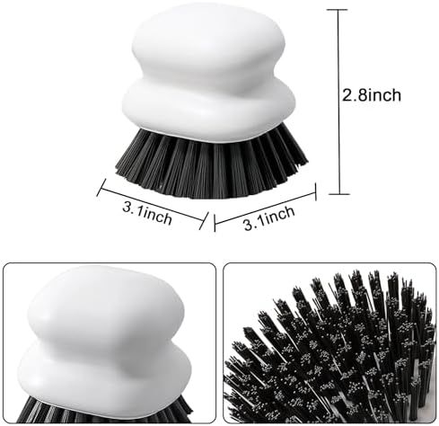 2Pack Dish Scrub Brush, Palm Brush Dish Scrubber with Ergonomic Grip, Kitchen Scrub Brushes for Cleaning for Pans, Pots, Kitchen Sink Cleaning-Black+White - Image 5