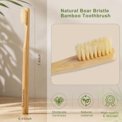 Boar Bristle Toothbrush, Natural Bamboo Toothbrushes 6 Pack - Image 5