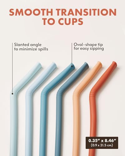 Nightingale Reusable Silicone Straws - Bendy Drinking Straw with Cleaning Brush - Collapsible and Bendable Travel Straw for Kids - Dishwasher Safe, Food-Safe - Set of 6 (Coral Multi) - Image 6