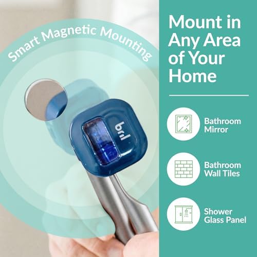 Bril UV-C Toothbrush Sanitizer and Holder – Wall Mounted, Rechargeable, 30-Day Battery, Magnetic Mount, Fits Electric and Manual Brushes, Portable Travel Case, Auto-Shutoff – Navy - Image 5