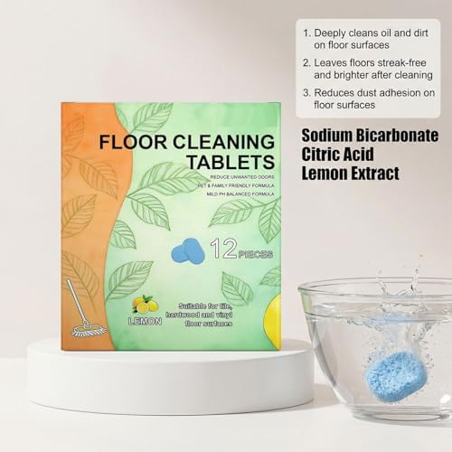 12pcs Floor Cleaner Tablets Hard Floor Cleaner Tablets, Pre-Measured Dissolvable Cleaning Solution for Tile, Vinyl, Hardwood, Fresh Lemon Scent, Compatible with Robot Mops & Wet/Dry Vacuums (36pc) - Image 4