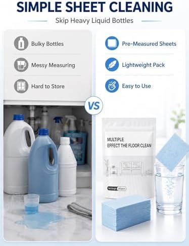 Multi-effect Floor Cleaner Sheets, Multi-surface Clean Tablets, 100-Count Fast-Dissolving Mopping and Deep Cleaning Solution for Hardwood, Wood, Tile, Vinyl, Marble, Laminate Floors - Image 5