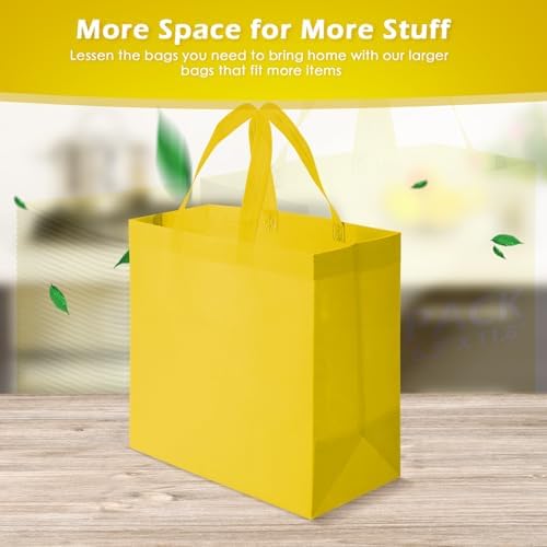 Reginary 50 Pcs Reusable Tote Bags Shopping Bags Non Woven, Yellow - Image 4