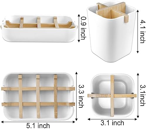 Toothbrush Holders and Soap Holder Set, Bathroom Accessories Countertop - Image 2