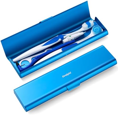 Wider Aluminum Toothbrush Travel Case, Portable Travel Toothbrush Holder, Durable Manual Toothbrush Box Container for Traveling, Bathroom, Camping, Business Trip, Blue by Oralphi