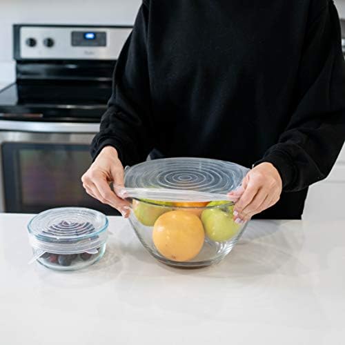 Modfamily Silicone Stretch Lids (7 pack, includes EXCLUSIVE XL SIZE), Reusable, Durable & Expandable to Fit Many Container Sizes & Shapes. Superior for Keeping Food Fresh, Dishwasher & Freezer Safe - Image 4