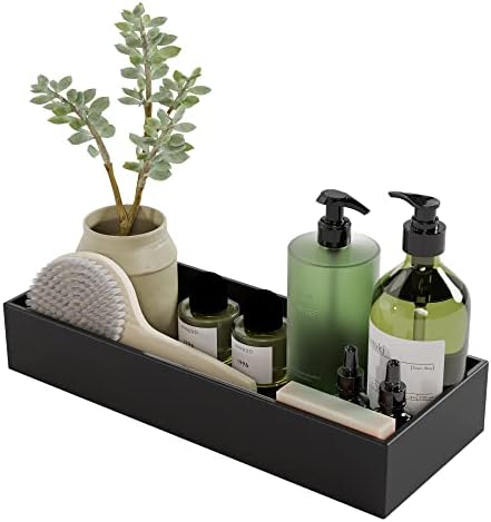 Black Bamboo Drawer Organizer - Silverware&Utensil Holder Organizer for Kitchen Drawers, Multi-Use Drawer Dividers Boxes for Bathroom Counter，Cabinet, Garage, Office Desk, Makeup, Jewelry (15"6"2.5") by Bambloom