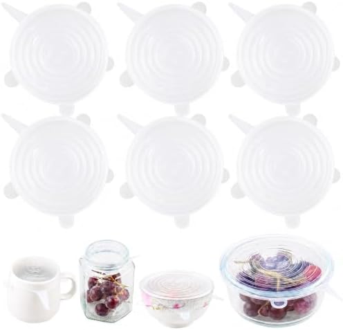6pcs 4.1" Silicone Stretch Lids Reusable, Bowl Covers Food Storage for Home Container，Round Clear by Unknown