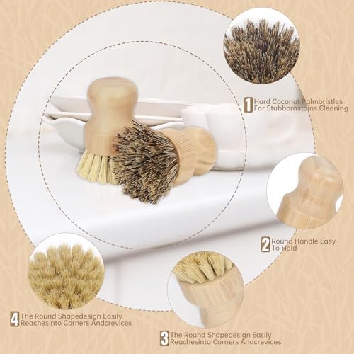 DEBETOOL Bamboo Dish Brush, 2-Pack - Image 6