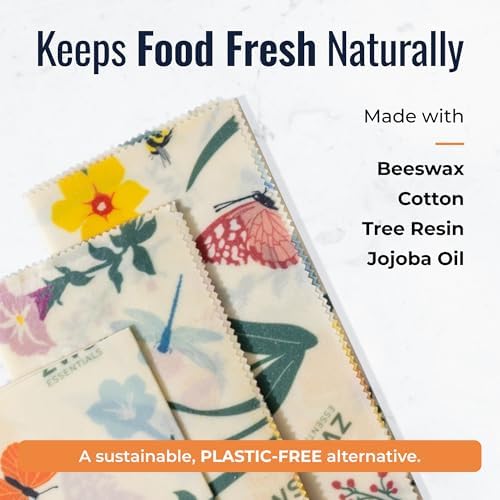 Beeswax Wraps, Cotton Food Storage Set, Pollinators - Image 2