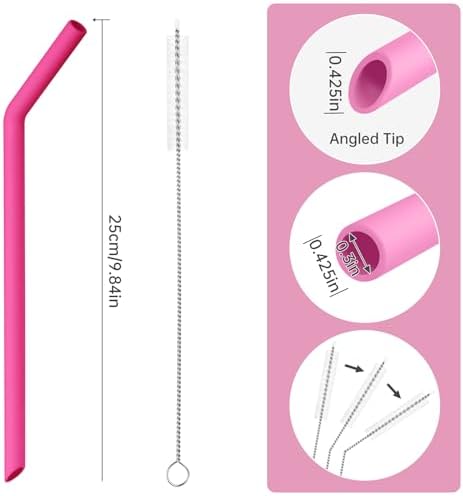 NiHome 6-Pack Wide Reusable Bent Silicone Straws for Smoothies, Milkshake - Image 3