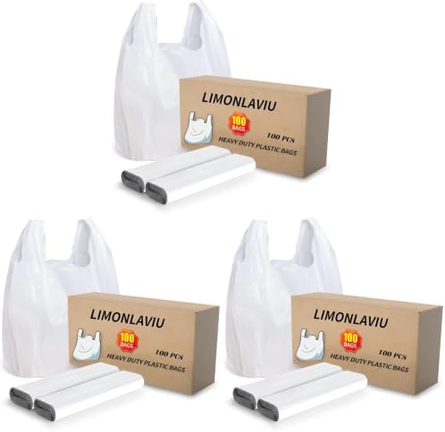 LimonLaviu Plastic Bags - 300 Pack (11.5'x 6.5" x 21') with Handles for Small Business, Restaurants, Grocery & Trash by LimonLaviu
