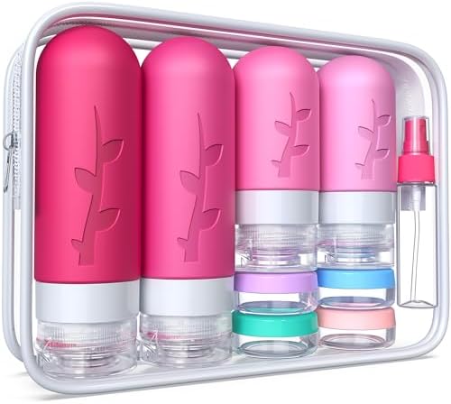 Tocelffe 18pack Travel Bottles for Toiletries,TSA Approved Silicone Travel Containers jar for Toiletries,Leak Proof Refillable Liqus Shampoo And Conditioner Essentials toiletry by Tocelffe