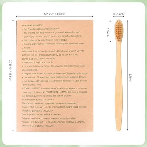 Daletu Bamboo Toothbrushes Soft Bristles 10 Pack, Biodegradable BPA Free Soft Bristles Toothbrushes for Adult, Eco-Friendly, Natural Wooden Organic Toothbrush - Image 5