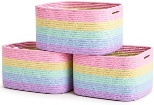 OrganiHaus Rainbow Baskets for Shelves, Set of 3, 15x9x10 by OrganiHaus