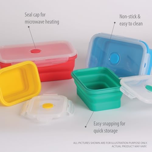 Deke Home - Collapsible Silicone Food Storage Containers with Lids, Set of 4, BPA-Free, Airtight, Space-Saving Meal Prep & Lunch Box, Microwavable, Freezer & Dishwasher Safe, Camping & Travel - Image 7