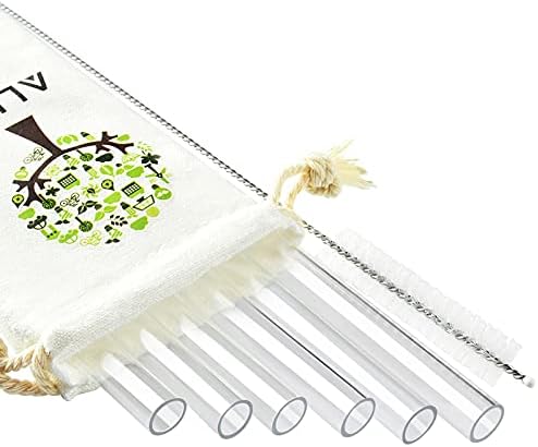 ALINK Reusable Clear Smoothie Straws, 10 in x 10 mm Jumbo Tritan Hard Plastic Drinking Straws, Individually Wrapped, Pack of 6 with Cleaning Brush and Carrying Case by ALINK