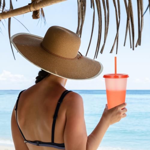 Color Changing Cups, 12 Pack 24oz Plastic Tumblers, Reusable Iced Coffee & Smoothie Cups with Lids and Straws for Parties and Travel (transparent, 12 Pack) - Image 5