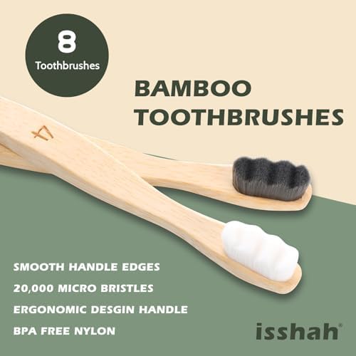 Isshah Extra Soft 20K Bristles Bamboo Toothbrush - Sensitive Gum - 8 Pack - Image 2