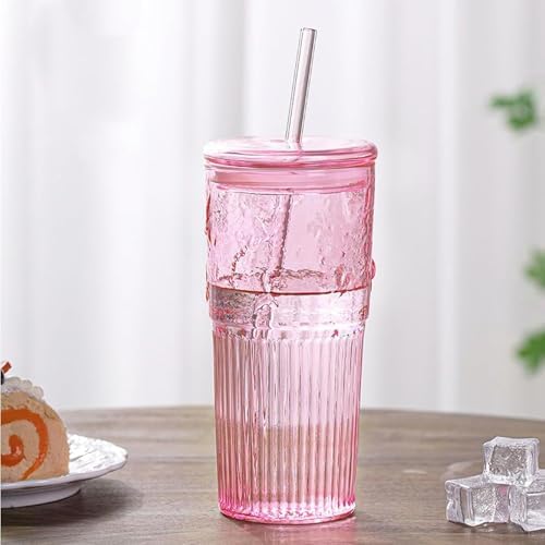 JunVpic Glass Coffee Tumbler, 20 oz Glass Cup with Lid and Straw - Image 4