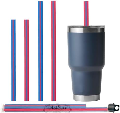 Reusable Drinking Straws with travel case, Made in USA, Cups 12-32 oz - For both Hot and Cold Beverages, Water/Coffee/Tea 2 Medium 8", 2 Large 9.5" by BrilliBaby