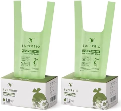 SUPERBIO 1.6 Gallon Compostable Food Scrap Bags with Handles by SUPERBIOCOMPOSTABLEBAGS