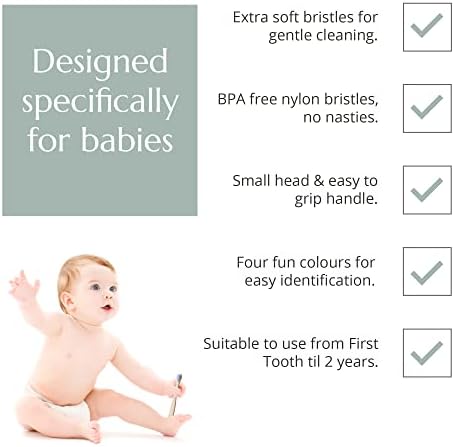 Wild & Stone Organic Baby Bamboo Toothbrushes | 4 Pack | Soft Bristles | 100% Compostable Handle | BPA Free | Vegan Baby Toothbrushes (Multicolour) - Image 2