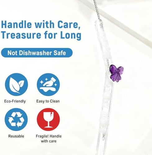 Cute Glass Straws with Purple Bow Charms, 8-Pack 9-Inch Bent for Tumblers - Image 4