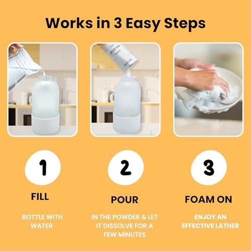 Foaming Dish Soap Refill Eco Friendly (5pk), Concentrated Powder Refills Make 5 Bottles x 12oz each of Non Toxic Dishwashing Soap or Dish Soap Spray, Plastic Free, Septic Safe - Image 3