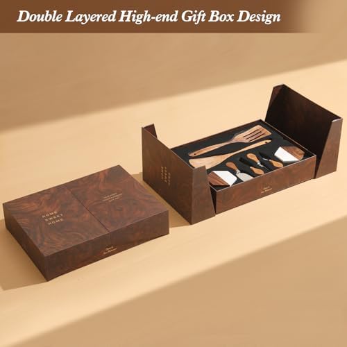 Luxury Kitchen Gift Set for Housewarming – Marble Cheese Board, Acacia Wooden Grinders, Cheese Knives & Utensils, Coaster Set – Elegant Charcuterie & Cooking Gift Box for Women, Couples, New Home - Image 2