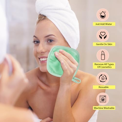 HOMEXCEL Makeup Remover Cloth 12 Pack Reusable Makeup Remover Pads Washable - Image 5