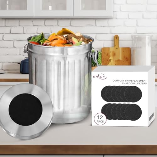 ENLOY 6.5 Inch Kitchen Compost Bin Filters Charcoal Replacement 12 Pack - Image 7