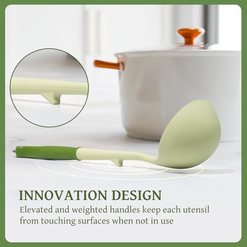 Kikcoin 43 PCS Silicone Kitchen Utensils Set, Dishwasher Safe Kitchen Cooking Utensils Set, 446°F Spatulas Silicone Heat Resistant, Non Toxic Silicone Utensils Set With Two-Tone Grip Handles, Green - Image 3
