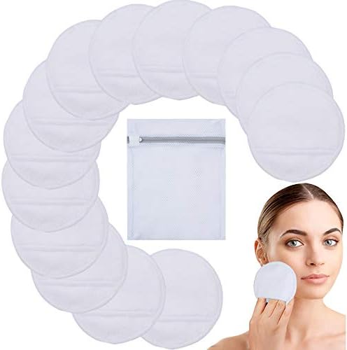 KinHwa Reusable Makeup Remover Pads Microfibre Round Face Pads for Face Eyes Lips Washable Face Cloths for All Skin Types and Toner 14 Pack White With Laundry Bag - Image 7