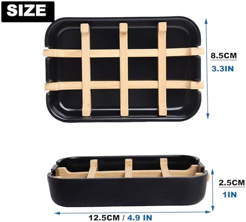 Bamboo Fiber Soap Holder & Dish, Black, 2 Pack - Image 3