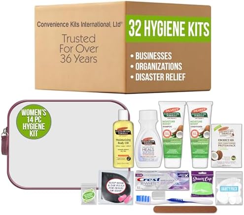 Convenience Kits International Women's 15-Piece Palmer's Travel Skin Care Kit with Hair, Face & Body Travel-Size Products, Bulk (Pack of 32) by ConvenienceKitsInternational