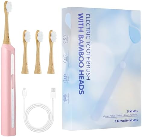 Sonic Electric Toothbrush with Bamboo Heads, Pink by Unknown
