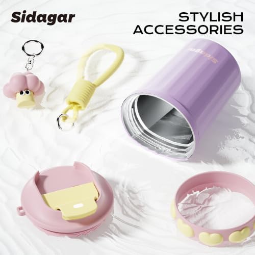 12 oz Insulated Coffee Tumbler with Lid, Cute Travel Mug, Purple - Image 5