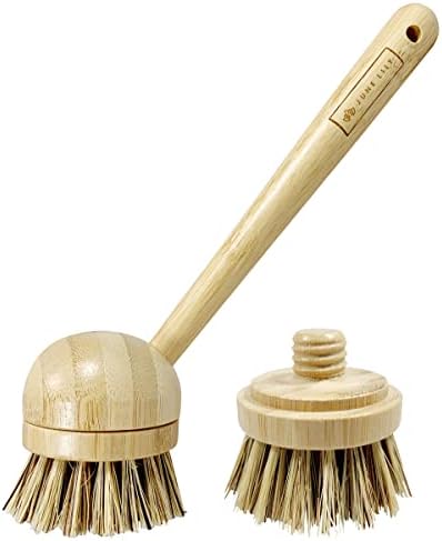 JuneLily Long Coconut Dish Brush Plant-Based Vegan for Kitchen Bathroom Cleaning Produce Washing Dishes (Long Dish Brush & Coconut Brush Head) by Unknown