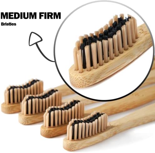 20 Count Bamboo Toothbrushes (Soft+Medium), Natural Wood Toothbrush Bulk, Eco-Friendly, BPA Free, Biodegradable & Compostable Charcoal Wooden - Image 4